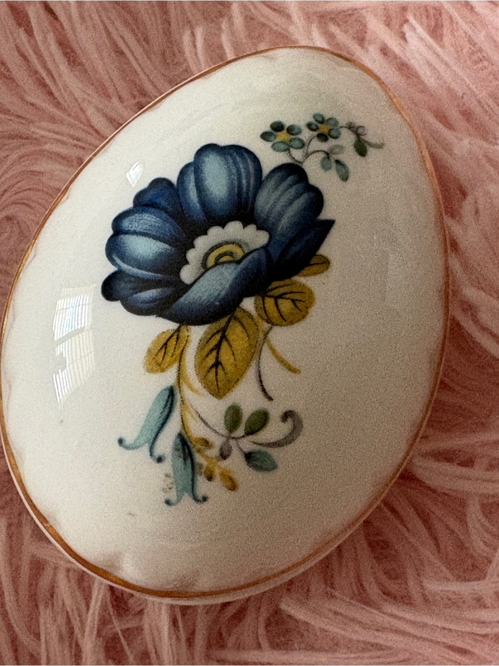 Royal Tara Irish Bone China Egg Trinket Box Blue Floral